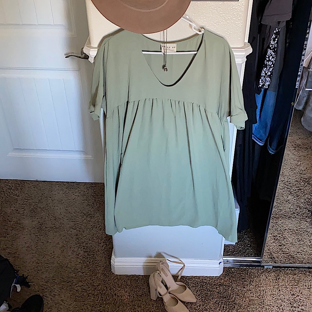 Baby doll dress in a beautiful hunter green
